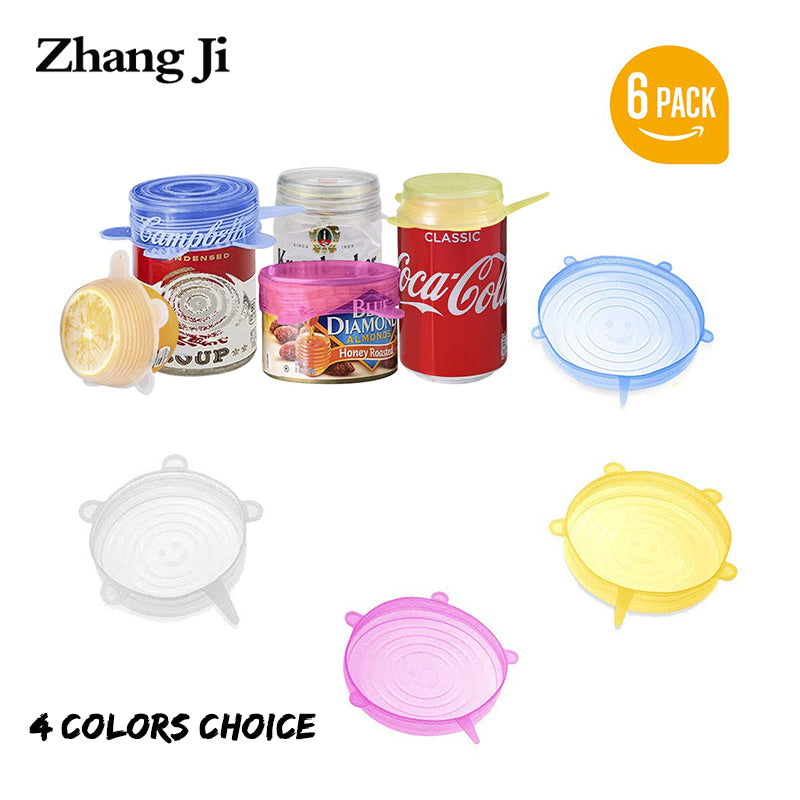 Silicone Stretch Lids (Set of 6) Reusable Food Container Cover Seal for Bowls Mugs Pots Microwave Freezer Jars free