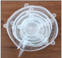 Silicone Stretch Lids (Set of 6) Reusable Food Container Cover Seal for Bowls Mugs Pots Microwave Freezer Jars free